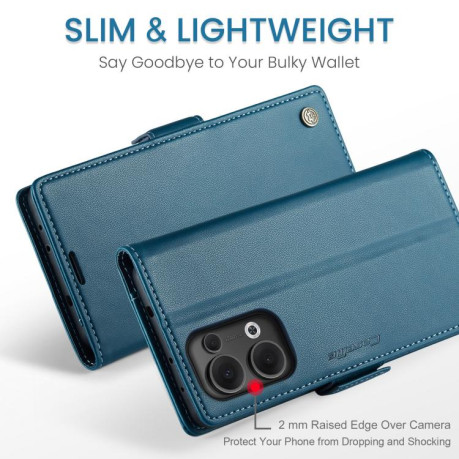 Чехол-книжка CaseMe 023 Butterfly Buckle Litchi Texture RFID Anti-theft Leather для OPPO Reno13 - синий