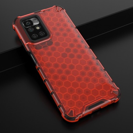 Противоударный чехол Honeycomb with Neck Lanyard для Xiaomi Redmi 10 - красный