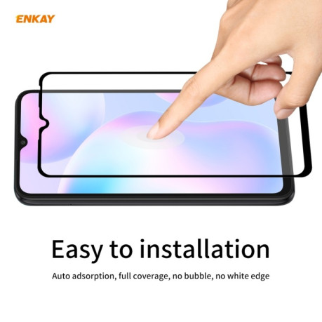 Защитный чехол ENKAY Clear + стекло 0.26mm 9H 3D Full Glue на Xiaomi Redmi 9A - прозрачный