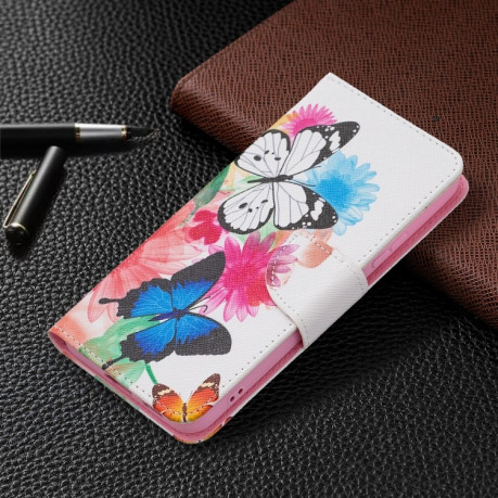 Чехол-книжка Colored Drawing Pattern для Samsung Galaxy S22 Plus 5G - Butterflies