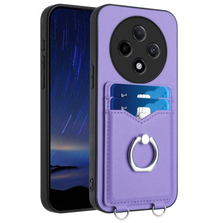 Противоударный чехол R20 Ring Card Holder для OPPO A3 Pro 5G - фиолетовый