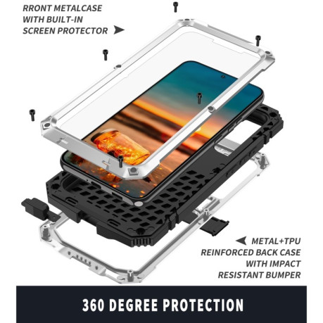 Противоударный металлический чехол R-JUST Dustproof на Samsung Galaxy S22 Plus 5G - серебристый
