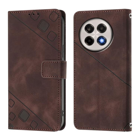 Чохол-книжка Skin-feel Embossed для OnePlus 13R/Ace 5/Ace 5 Pro - коричневий