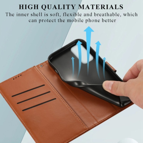 Чехол-книжка противоударная PU Genuine Leather Texture Embossed Line для Samsung Galaxy A35 - коричневый