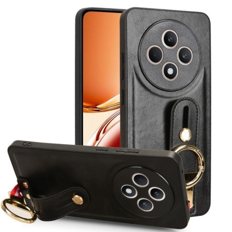 Противоударный чехол Wristband Leather Back для OPPO Reno12 F/12 FS 5G - черный