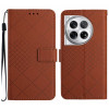 Чохол-книжка Rhombic Grid Texture для OnePlus 12 5G Global - коричневий
