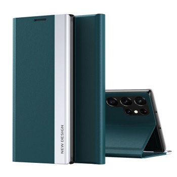 Чехол-книжка Electroplated Ultra-Thin для Samsung Galaxy S22 Ultra 5G - зеленый