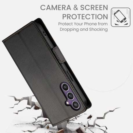 Чохол-книжка Side Buckle з магнітною застібкою та матовою шкірою на Samsung Galaxy S25 FE 5G - чорний