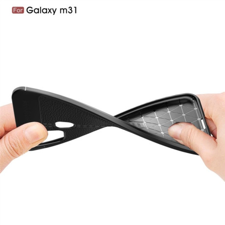 Ударозащитный чехол Litchi Texture на Samsung Galaxy M31 - нави