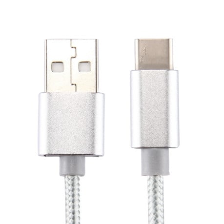 Зарядный кабель Knit Texture USB для USB-C / Type-C Cable Length: 2m, 3A Output - серебристый