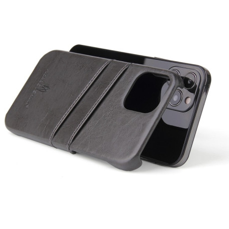 Кожаный чехол Fierre Shann Retro Oil Wax на iPhone 12 Pro Max - серый