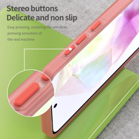 Противоударный чехол Frosted Translucent TPU Hybrid PC для Samsung Galaxy A36 5G - красный