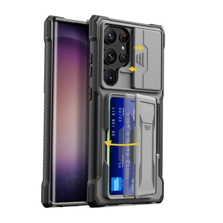 Протиударний чохол Full Coverage Phone Case with Holder / Card Slot на Samsung Galaxy S24 Ultra 5G - сірий