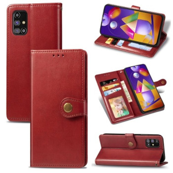 Чехол-книжка Retro Solid Color на Samsung Galaxy M31s - красный