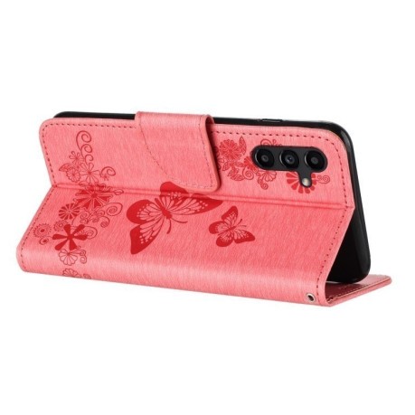 Чехол-книжка Embossed Butterfly для Samsung Galaxy A55 - розовый