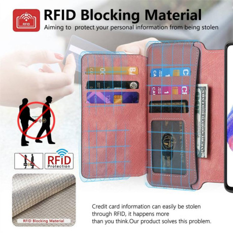Чехол-книжка CaseNeo MagSafe RFID Anti-theft Zipper Wallet Retro Leather для Realme GT 7 Pro - розовый