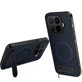 Магнитный чехол Wanlonfeng с подставкой и карбоновой текстурой на Xiaomi 17T 5G — сапфировый