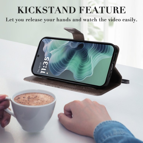 Чехол-книжка Embossed Butterfly для Motorola Moto G35 - серый