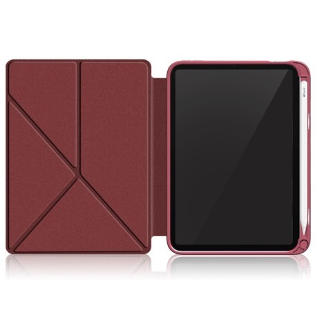 Чохол-книга Cloth Texture Multi-folding для iPad mini 6 - винно-червоний