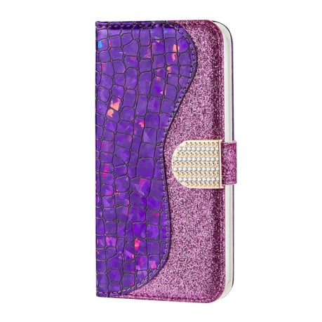 Чехол-книжка Laser Glitter Powder для Samsung Galaxy S23 5G - фиолетовый