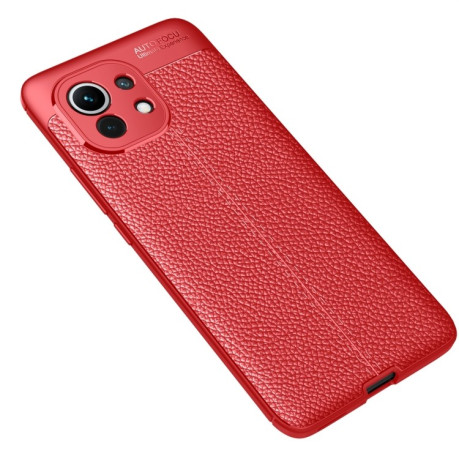 Противоударный чехол Litchi Texture на  Xiaomi Mi 11 Pro - красный