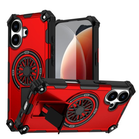 Противоударный чехол Shockproof Kickstand Metallic Shaft MagSafe на iPhone 17 - красный