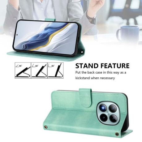 Чохол-книжка Line Splicing еко-шкіра Ретро для Poco 8 Pro/Redmi Note 15 Pro+ 5G Global 163.3mm — м'ятний