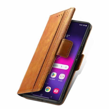 Чохол-книжка CaseNeo Splicing Dual Magnetic Buckle Leather на Samsung Galaxy S24 Ultra 5G - хакі