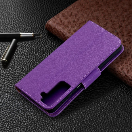 Чохол-книжка Litchi Texture Pure Color Samsung Galaxy S21 Plus - фіолетовий