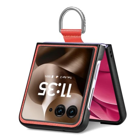 Противоударний чехол Litchi Texture на Motorola Razr 60 Ultra - оранжевий