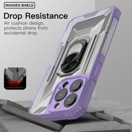 Противоударный чехол Clear Matte with Holder для iPhone 13 Pro - фиолетовый