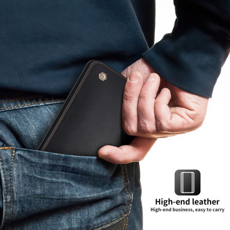 Кожаный универсальный чехол-кошелек POLA для iPhone - черный