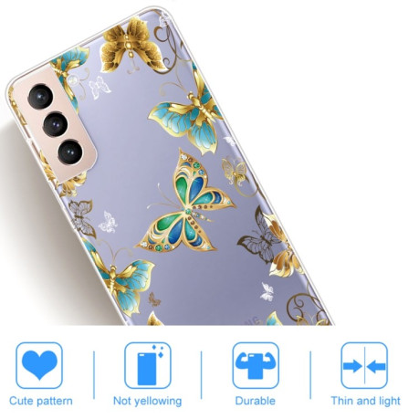 Чехол Painted Pattern для Samsung Galaxy S22 5G - Golden Butterfly