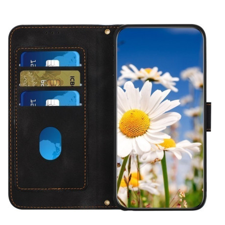 Чехол-книжка Floral Pattern Leather для iPhone 16e - черный