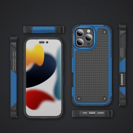 Противоударный чехол PC + TPU Shockproof Protective для iPhone 16 Pro - Blue+Black