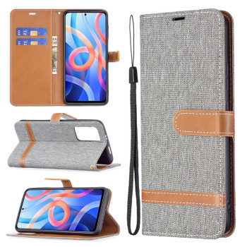 Чехол-книжка Color Matching Denim Texture на Xiaomi Redmi Note 11 / Poco M4 Pro 5G - серый