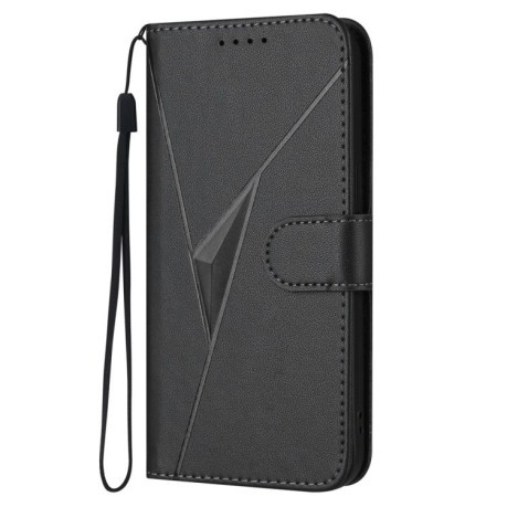 Чехол-книжка Triangle Pattern Buckle Clasp Leather на Xiaomi Redmi Note 14 Pro 4G - черный