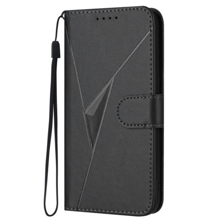 Чехол-книжка Triangle Pattern Buckle Clasp Leather на Xiaomi Poco X7 Pro - черный