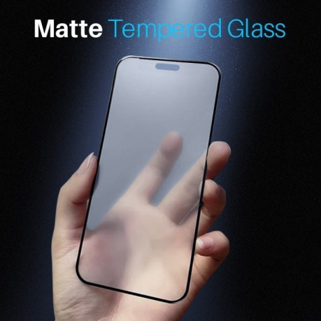 Захисне скло NORTHJO Matte Silkscreen Anti-Fingerprint Tempered Glass для iPhone 16 Plus - чорне