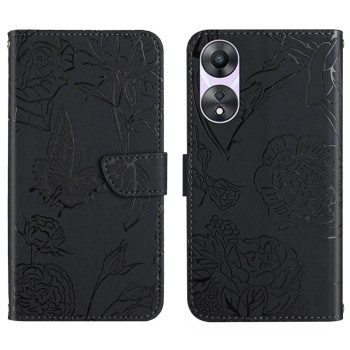 Чехол-книжка Skin Feel Butterfly Embossed для OPPO A18 / A38 4G - черный