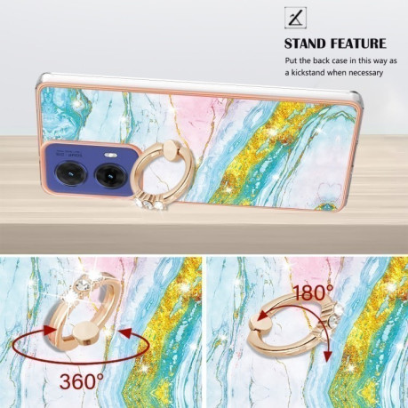 Чехол Electroplating with Ring Holder для Motorola Moto G85 - Green