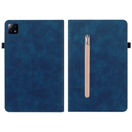 Чохол-книжка Skin Feel Solid Color Zipper Leather для Xiaomi Pad 6/Pad 6 Pro - синій