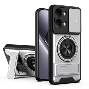 Ударостійкий чохол Lens Sliding Window Multifunctional Magnetic Shockproof зі шторкою камери для Xiaomi Poco X8 Pro Max 5G — титаново-сірий