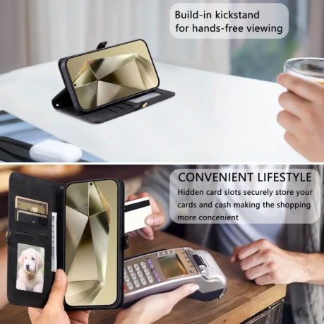 Чохол-книжка Totem Embossed Magnetic Leather  для Samsung Galaxy S25 Ultra 5G - чорний