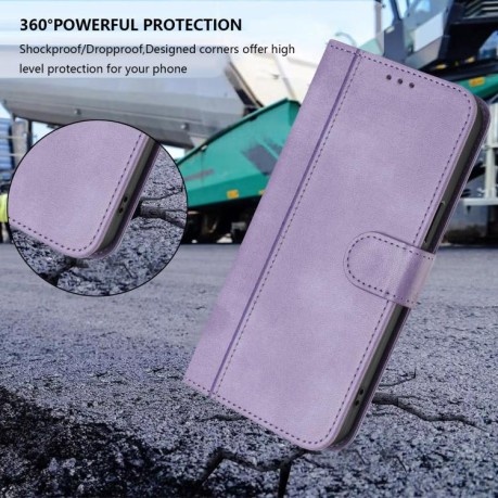 Чехол-книжка Line Splicing Buckle Retro Leather для Samsung Galaxy M06 5G - фиолетовый