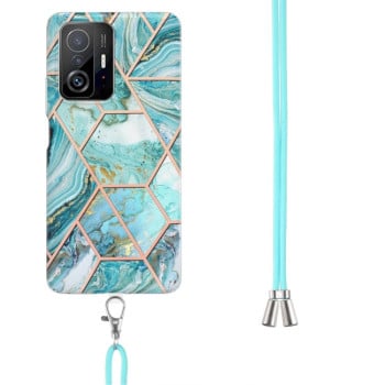 Протиударний чохол Electroplating with Neck Lanyard для Xiaomi Mi 11T / Mi 11T Pro - синій