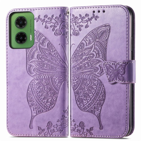 Чохол-книжка Butterfly Love Flower Embossed для Motorola Moto G35 - фіолетовий