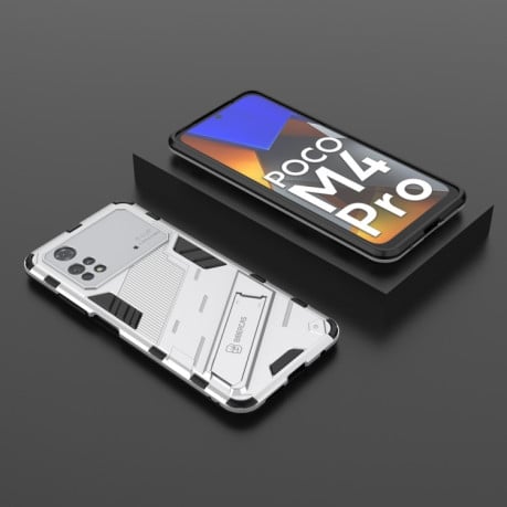 Противоударный чехол Punk Armor для Xiaomi Poco M4 Pro 4G - белый