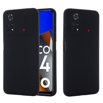 Силиконовый чехол Solid Color Liquid Silicone на Xiaomi Poco M4 Pro 4G - черный