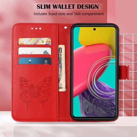 Чехол-книжка Embossed Butterfly для Samsung Galaxy M33 5G  - красный
